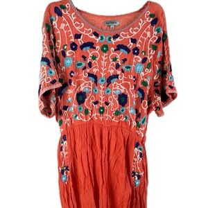 Asos Embroidered Orange Skater Dress